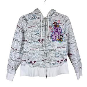 Walt Disney World Disneyland Resort 2010 Embroidered Zip Hooded Sweatshirt Sz XL
